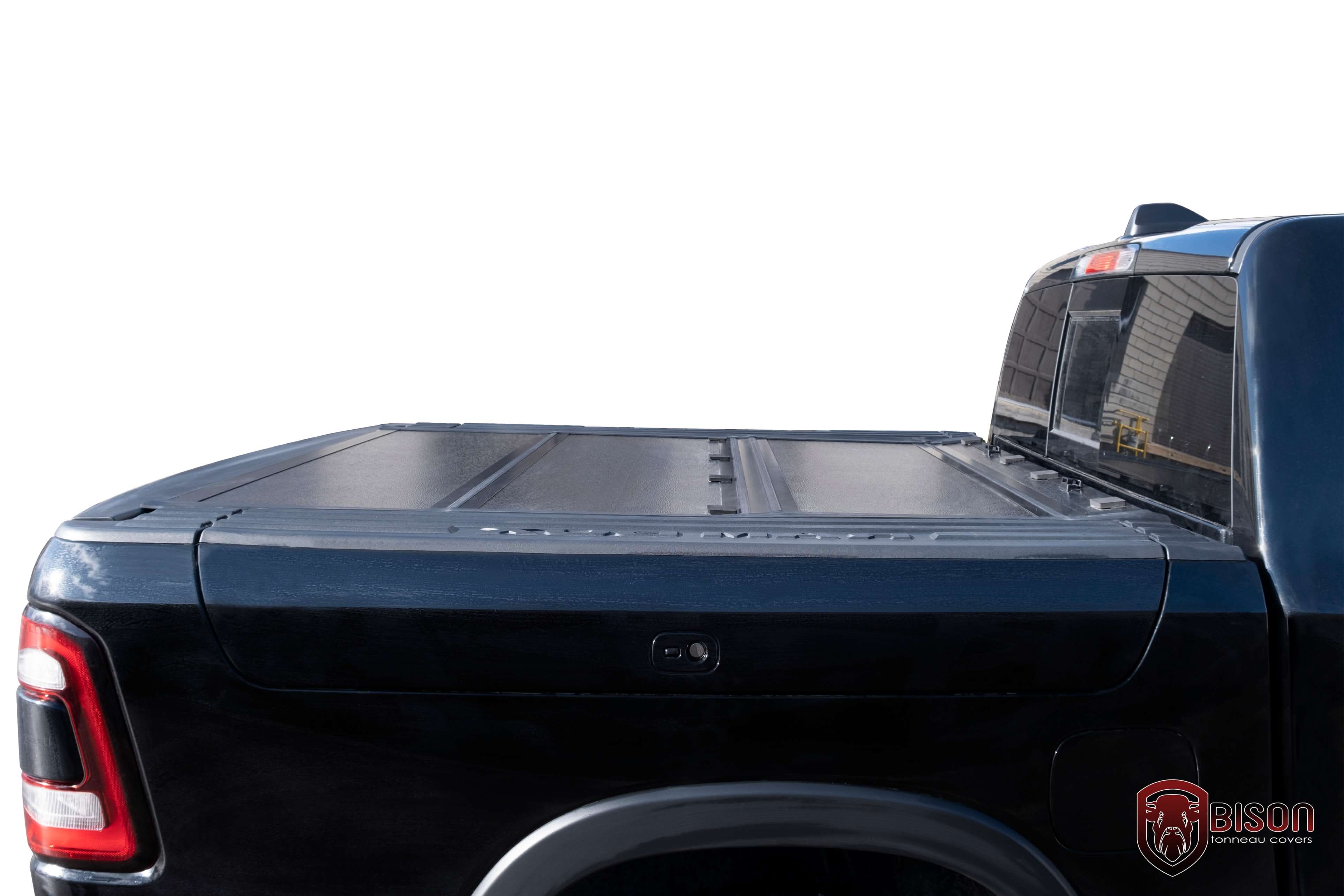 Dodge RAM Box Black Utility Rack Flip Back Hard Tri-fold Tonneau Cover - Image 5
