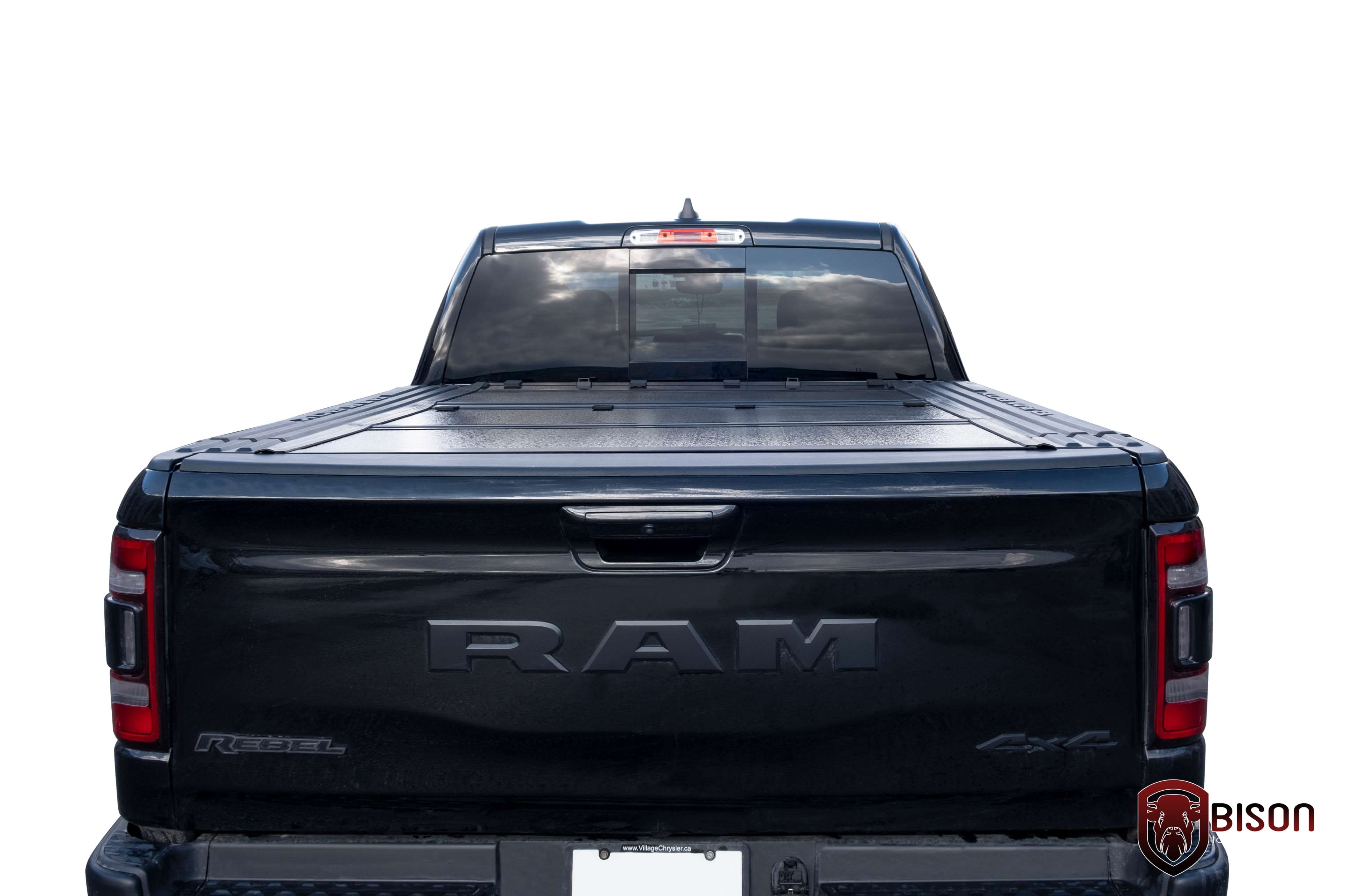 Dodge RAM Box Black Utility Rack Flip Back Hard Tri-fold Tonneau Cover - Image 6