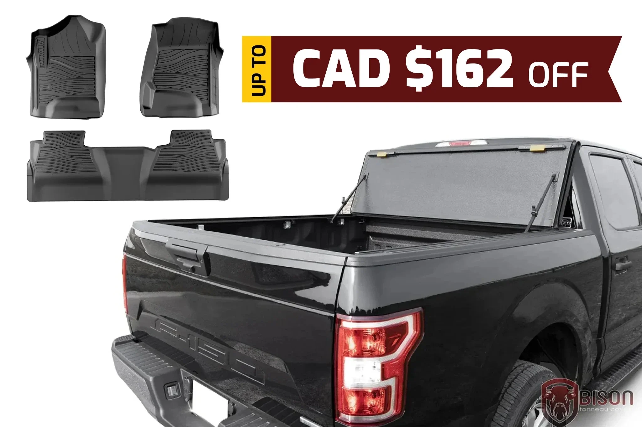 Flip Back Hard Tri-fold Tonneau Cover + Floor Mats